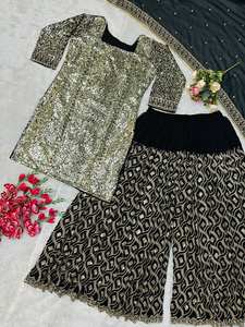 ชุดเล่น Salwar ปากีสถานอินเดียสำหรับผู้หญิงชุดเดรสสำหรับผู้หญิงดีไซน์แบบ Gharara สำหรับผู้ใหญ่ - Product Image 4