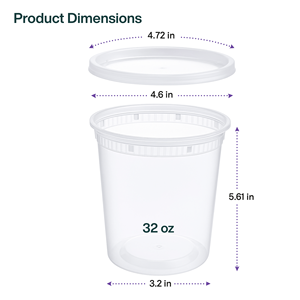 ProTakeOut [32 Oz] Contenedores de PP Resistentes para Deli con Tapas, 240 Sets (24/20), Aptos para Microondas y Congelador, Resistentes a la Temperatura, Duraderos - Product Image 5