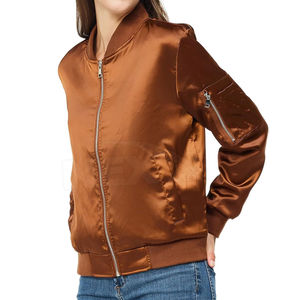 Bomber de luxe en satin pour femmes Fournisseur OEM Vestes d'aviateur pour femmes avec fermeture à glissière Vestes de mode OEM - Product Image 2