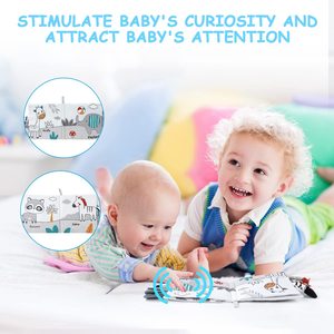 Màu xám sư tử chủ đề vải bé tắm Sách 3D cảm ứng cảm thấy tương phản cao vải cuốn sách - Product Image 3