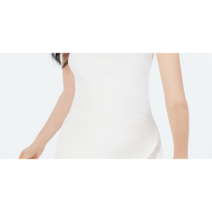 Abito da ballo BCX da ragazza con orlo asimmetrico e strass, comodo, bianco, taglia XL, per serate di gala, con collo alto, spacco e vita naturale - Product Image 3