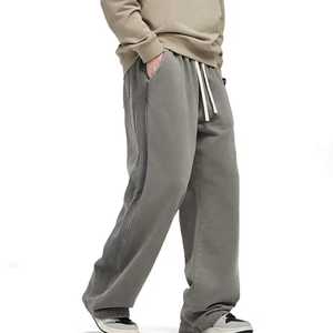 Pantalones de chándal informales de talla grande hechos a medida para hombre, ajuste holgado, 100% algodón, patrón recto teñido liso, cintura media elástica 2025 - Product Image 5