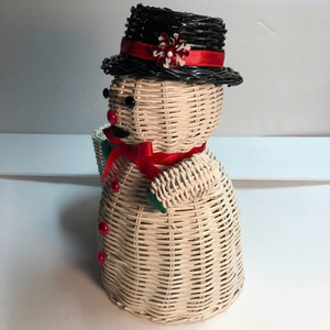 Auténtico ratán mimbre muñeco de nieve Reno Yuletide acentos tierra amigable rústico temporada de vacaciones decoración para regalos para el hogar - Product Image 3