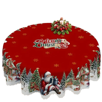Nappe de Noël Imprimée Bonhomme de Neige et Flocons de Neige, Imperméable et Anti-taches, Housse de Table Décorative pour les Fêtes
