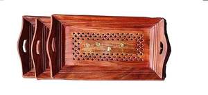 ถาดเสิร์ฟไม้อะคาเซียธรรมชาติสำหรับตกแต่งโต๊ะถาดเสิร์ฟอาหารไม้หรูหราสำหรับรับประทานอาหารสำหรับเวลาน้ำชา - Product Image 5