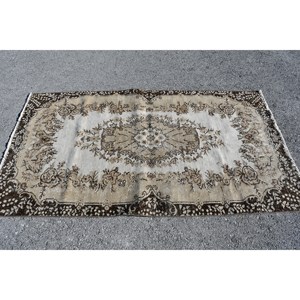 Tapis en laine marron beige classique 3.9x6.9 pieds tapis turcs faits à la main Design patchwork rectangulaire pour salon chambre couloir 4m Latex - Product Image 4