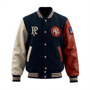 Chaqueta Bomber de Cuero y Lana de Fábrica OEM, Unisex, Alta Calidad, Personalizable con Bordado, Camuflaje, Resistente al Viento e Impermeable, Estilo Universitario - Product Image 1