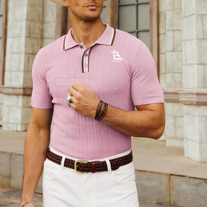 Camisetas Polo de punto con textura de hombre de calidad superior Camisetas Polo de contraste de color hechas con el mejor material al por mayor - Product Image 3