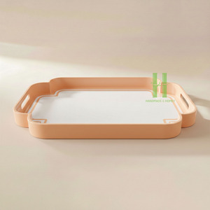Plateau de service rond en bambou laqué de haute qualité, écologique, imprimé sur mesure, style bohème, pour cadeaux, décoratif, en provenance du Vietnam - Product Image 4