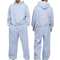 Ensemble de survêtement polaire vierge pour homme, coupe oversize, avec sweat à capuche et pantalon de survêtement à bas ouvert, direct usine
