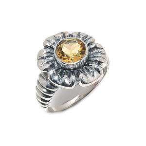 Anillo de Boda de Plata de Ley 925 con Piedra Preciosa de Citrino Redonda, Estilo Antiguo, Joyería Fina, Regalo de San Valentín para Mamá, ODM OEM - Product Image 1
