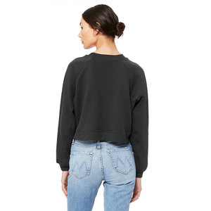 Bella Canvas 7505, Jersey raglán gris oscuro para mujer, sudadera polar con capucha, suéter raglán recortado, sudadera holgada con estampado de letras - Product Image 3