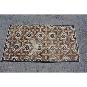 พรมเตอร์แบบตุรกีโบราณสีเบจสีน้ำตาล2,9x5,2ฟุตพรมทางเดินข้างเตียงขนกระต่ายเทียมดีไซน์แบบเย็บติด - Product Image 3