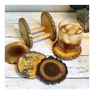 Caja de posavasos de madera con acabado natural, madera de nogal, mango, forma personalizada, artesanía para Decoración de mesa - Product Image 2