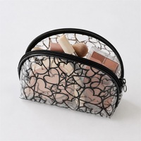 Pochette de maquillage transparente en PVC portable avec logo personnalisé, sac à fermeture éclair en PVC imperméable pour cosmétiques, soins de la peau, essentiels de voyage, emballage