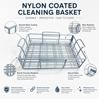 Panier de nettoyage industriel en acier inoxydable enduit de nylon sur mesure pour le lavage ultrasonique et le décapage des pièces métalliques
