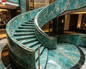Escalier en granit vert Amazony de luxe, design Dubaï et Ouest, escaliers en granit vert haut de gamme utilisés dans les hôtels et villas - Product Image 1