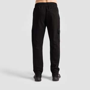 LiteFlex High Waist Cargo <b>Pants</b> Summer Canvas Corduroy Woven Cotton-Embroidered Straight Pattern <b>Black</b> Zippers Pleats Dark XL - Product Image 3