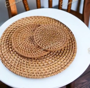 Napperon en rotin rond fait main tapis en osier naturel cercle de bohème tissé résistant à la chaleur napperon en bambou pour Table de cuisine - Product Image 5