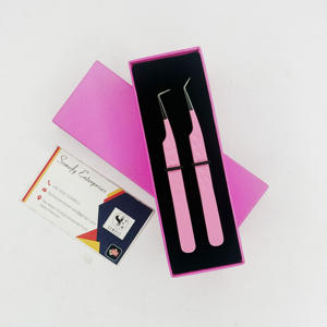 Pinzas de pestañas de 90 grados con logotipo personalizado, herramienta de extensión de cejas con punta de fibra de etiqueta privada - Product Image 4