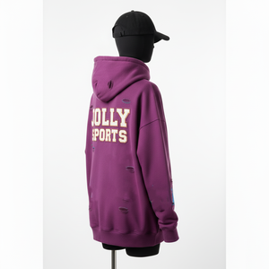 Sweat à capuche oversize pour femme en molleton de coton premium 320 GSM, couleur violet doux, avec applique brodée et logo personnalisé, modèle basique - Product Image 5