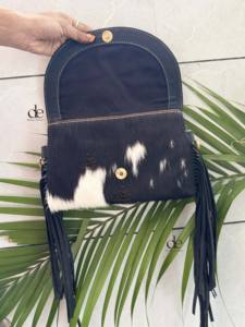 Nouveauté Sac à franges en cuir travaillé à la main Gypsy Boho en cuir de vachette Fourrure Fait main Style western Motif à carreaux Sacs de créateur - Product Image 4