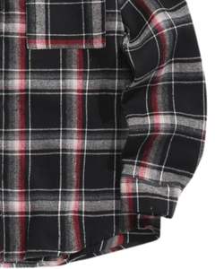 Camisa de franela a cuadros negra y roja para hombre, de algodón y poliéster, manga larga, con botones al frente, informal, extragrande, para venta al por mayor - Product Image 6