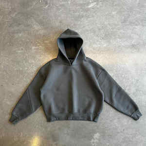 Sweats à capuche surdimensionnés 100% coton pour hommes, Streetwear d'hiver coupe ajustée avec motif solide et col à capuche, qualité supérieure personnalisée - Product Image 1