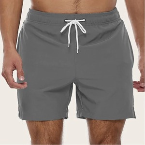 Shorts de plage pour hommes, nouvelle collection été, haute qualité, en toile, séchage rapide, respirant, élastique, polyvalent, style décontracté urbain, couleur unie - Product Image 2