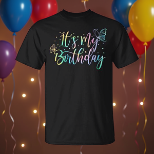 T-shirt Tie-Dye con Farfalle 'È il Mio Compleanno' per Ragazze, Maglietta Promozionale per Feste di Compleanno - Product Image 3