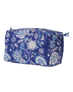 Pochette de rangement pour maquillage en coton matelassé réutilisable et écologique avec fermeture éclair et poignée souple |   Résistant à l'eau pour sac - Product Image 1