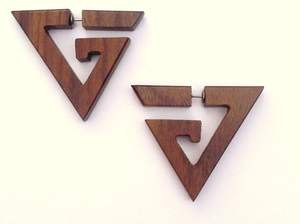 Indian Wood Crafted Ornaments Water Drop Loop Shape Earring Vintage Hollowed Wood Dangle Earrings for Woman at Best Low Rates - Product Image 2