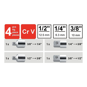 Taiwan Fournisseur OEM ODM 5pcs Adaptateur de prise 1/4 "Dr. 3/8 "Dr. 1/2 "Dr. Ensemble d'outils clé à douille - Product Image 2