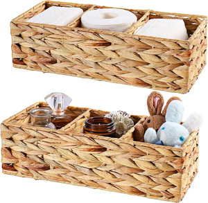 Modern Home Decor Rectangular Hyacinth Tray Basket Water Hyacinth Woven Straw Seagrass Rattan Gift Tray Storage Boxes <b>Bins</b> - Product Image 4