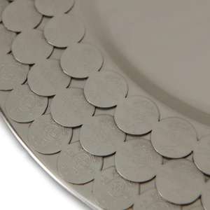 Plato de Presentación Redondo de Acero Inoxidable, Ecológico y Moderno, Artículo Decorativo para Bodas, Vajilla al por Mayor, Diseño de Monedas - Product Image 2