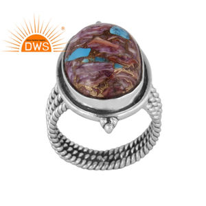 Mejor Venta de plata esterlina oxidada Mojave cobre púrpura ostra turquesa piedra preciosa anillo de declaración fabricante de joyería personalizada - Product Image 1