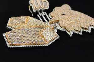 Pendentif personnalisé unique en forme d'oiseaux hip-hop en argent sterling 925 plaqué rhodium, avec moissanite VVS Ice, testé - Product Image 5