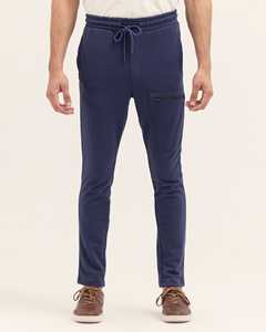 โลโก้ที่กําหนดเองคุณภาพสูง SLIM FIT การฝึกอบรมธรรมดา Jogger พร้อมกระเป๋าซิปยิมผ้าฝ้ายโพลีเอสเตอร์ผู้ชายกางเกง Jogger - Product Image 5