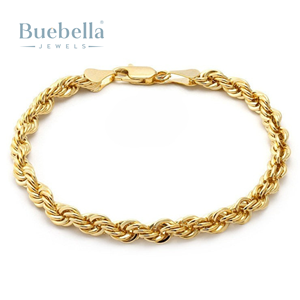 Gran oferta, pulsera de cuerda chapada en oro de 18 quilates recubierta de Plata de Ley 925 de 3mm para hombres, pulseras y brazaletes de moissanita - Product Image 1