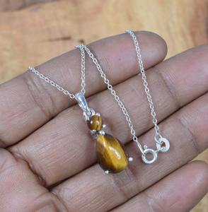 Boho Style 925 Sterling Silver Tiger Eye Gemstone Pendentif Bijoux À La Main En Argent Pendentif Bijoux Pour Femmes Cadeau De Mariage Pour Elle - Product Image 5