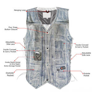 Vêtements de course sans manches Gilet de moto en cuir pour hommes Bonne qualité Gilet de moto en cuir pour hommes Offre Spéciale - Product Image 4