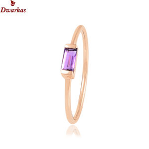 เครื่องประดับเงินแท้ 925 ชุบทองคำสีกุหลาบ ประดับพลอยแอมะทิสต์ธรรมชาติ ดีไซน์เรียบหรู ทันสมัย คลาสสิก เหมาะสำหรับเป็นแหวนแต่งงาน - Product Image 2