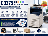 Copieur multifonction couleur A3 d'occasion C3375, 35 ppm, imprimante recto verso, scanner, 300 g/m², bureau