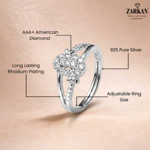 Anillo Geométrico de Platino con Baño de Rodio para Hombre, con Diseño de Diamante de Corte Ovalado, para Compromiso o Promesa - Product Image 5