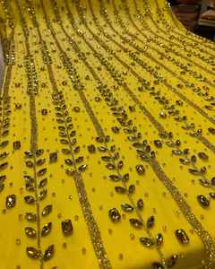 High Quality Luxury Embroidery Fabric with Handmade Beads <b>Sequins</b> and Rhinestones Perfect for Bridal Wear Evening Dress Fashion - Product Image 1