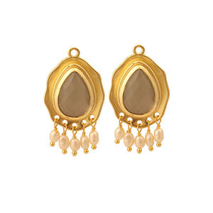 Componentes para encontrar joyas, amatista en forma de pera y perla, piedra preciosa chapada en oro, conector delicado, joyería - Product Image 4
