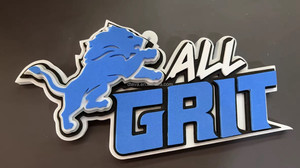 Lions All Grit Unisex Collar de cadena grande Cadena de oro Logotipo de espuma 3D de gran tamaño (8 "x 6") Detroit 32 "Fan Gear Party - Product Image 4