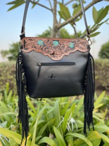 Nouveau design Sac à main en cuir repoussé véritable sac à bandoulière en cuir de vachette sculpté sacs à bandoulière de couleur turquoise bohème pour femmes - Product Image 2