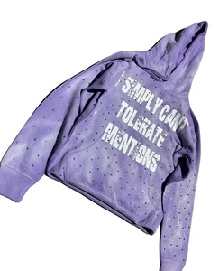 <b>Vintage</b> Men's <b>Oversized</b> Heavy Cotton Hoodies & <b>Sweatshirts</b> Sun Faded Acid Wash Winter Rhinestone Embroidery Custom French Terry - Product Image 2