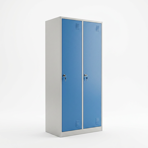 Casier en acier robuste à 2 portes avec serrure à came et porte ventilée, armoire de rangement métallique pleine hauteur pour salle de sport, école, usine - Product Image 1